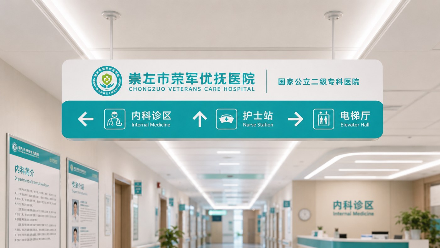 崇左市复退军人医院室内导视系统应用